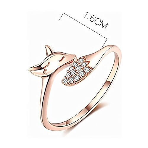"Rose Gold Frill Ring for Women Cubic Zirconia Adjustable Crystal Jewelry Gift" - Picture 6 of 6