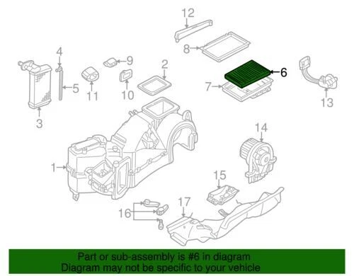 Filtro de aire de cabina original VW Audi 2000-2006 TT TT Quattro 1J0-819-644-A Foto 2 de 2