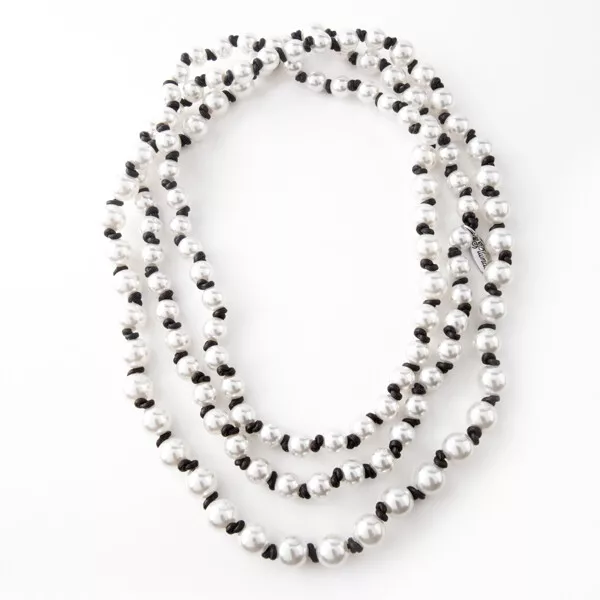 Plunder Necklace new CLAIRE PEARLS ON DARK BROWN CORD 64