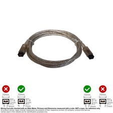 Cable Firewire IEEE 1394 1394B BETA to Bilingual 9-Pin Silver 6FT 130814