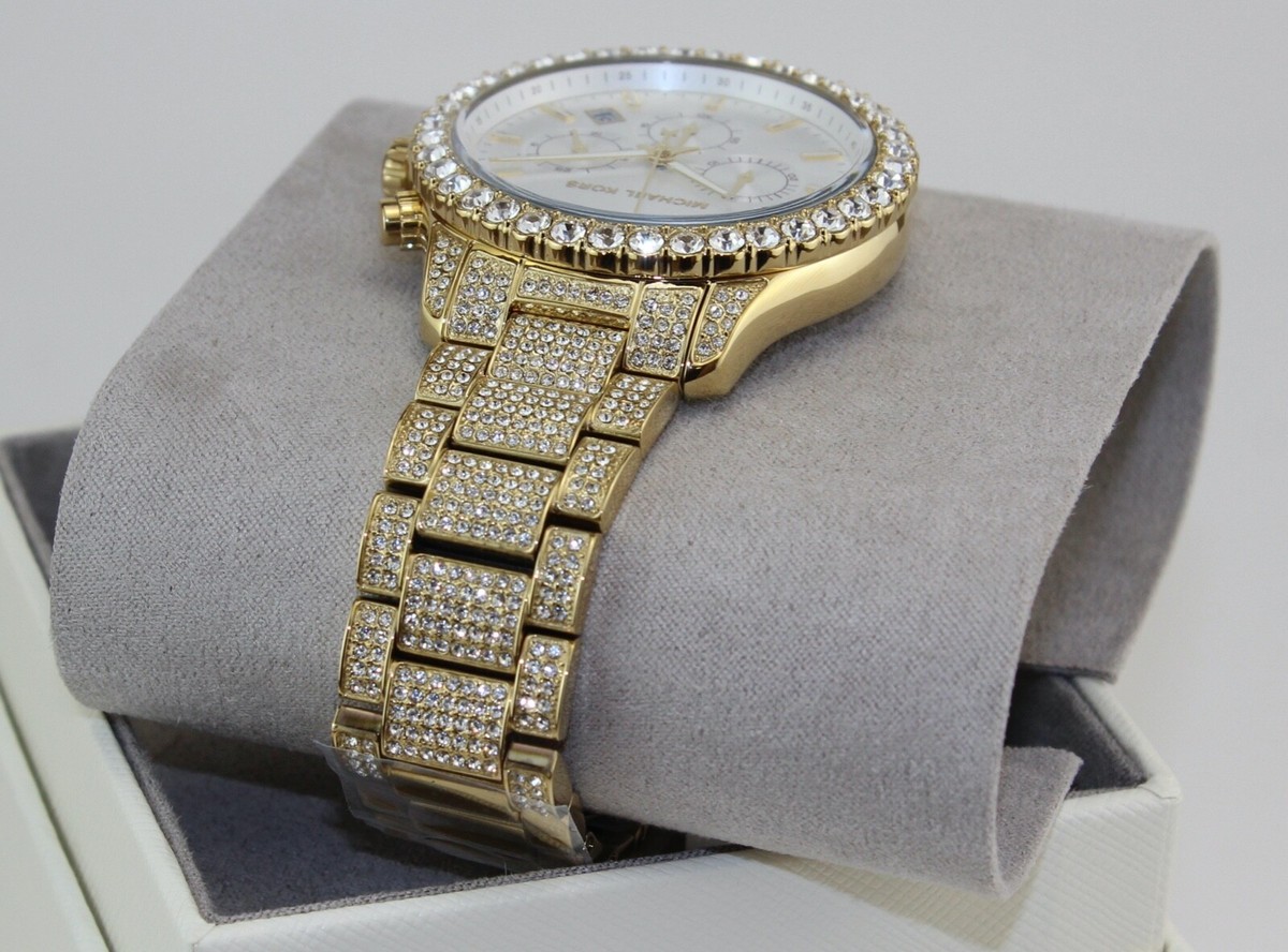 NEW AUTHENTIC MICHAEL KORS LAYTON GOLD CRYSTALS GLYTZ PAVE NEW AUTHENTIC MICHAEL KORS LAYTON GOLD CRYSTALS GLYTZ PAVE