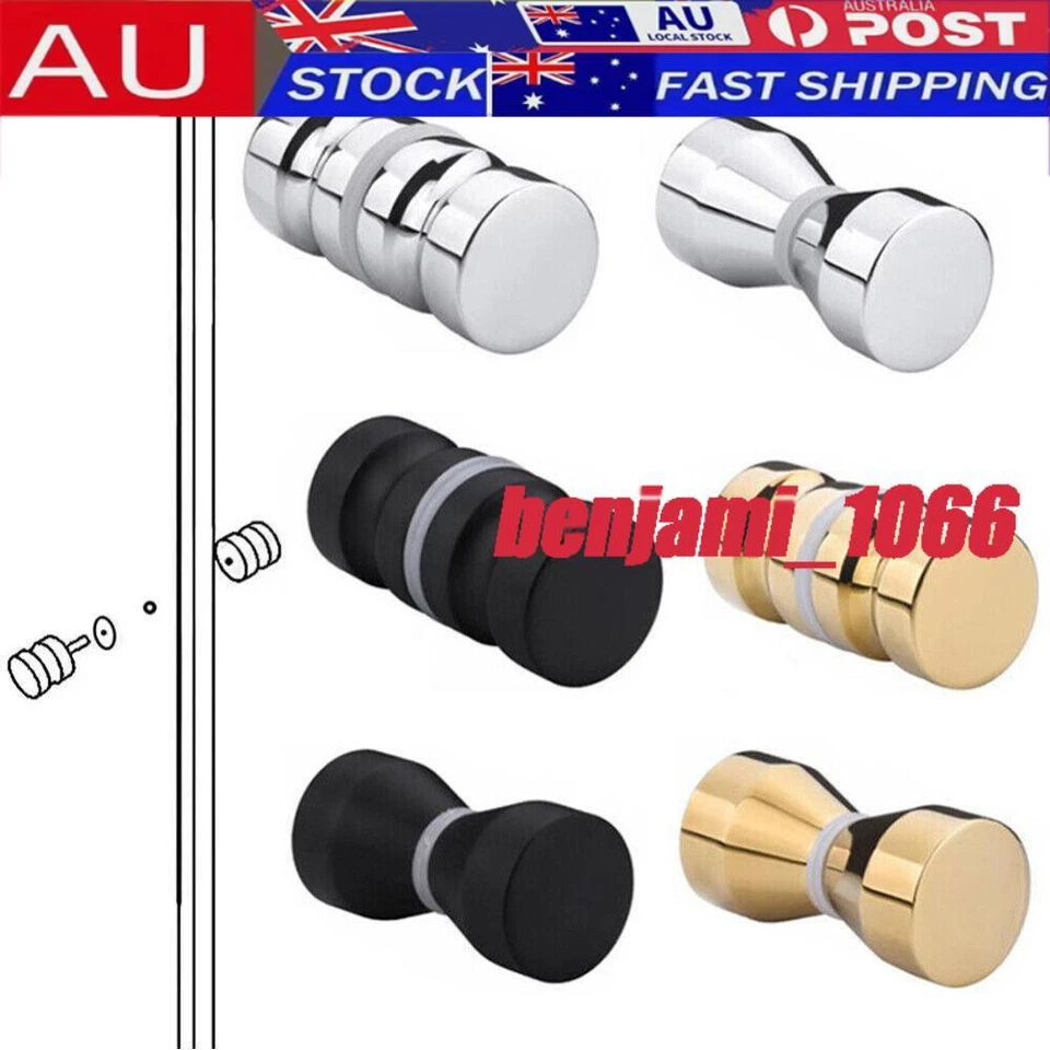 Back-to-Back Glass Door Knob Puller Push Handle Bathroom Shower Aluminum Alloy
