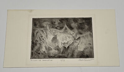 Allan Scharf Etching Cubism Abstract Small Famous Jewelry Designer Modernism