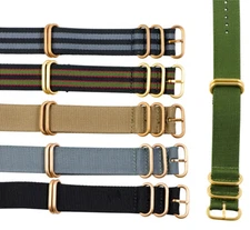 HEAVY DUTY Bronze Rose Yellow Gold 3 & 5 Ring Nylon Watch Strap
