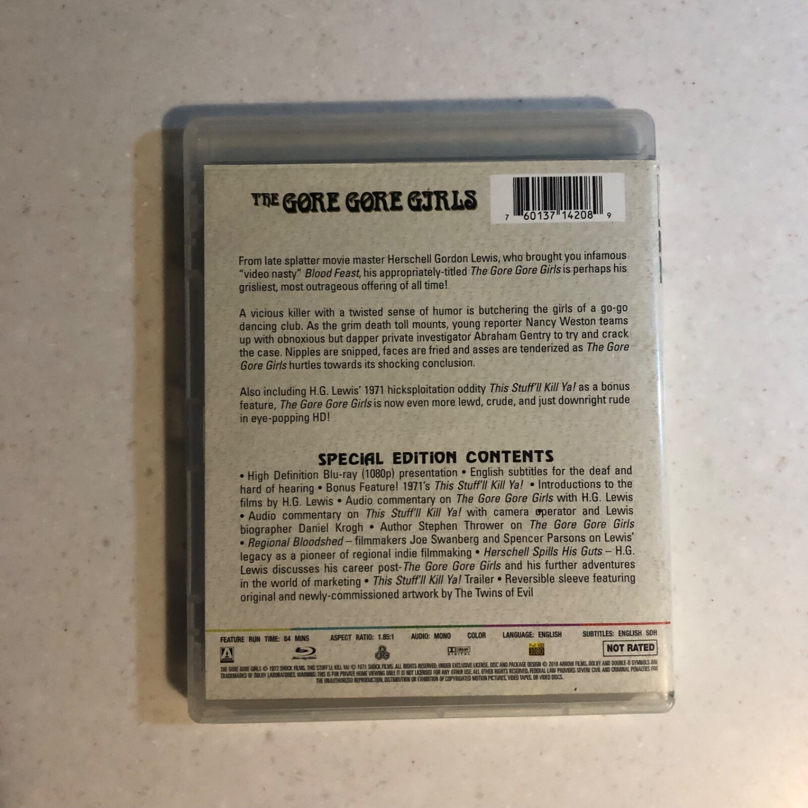 The Gore Gore Girls (Blu-ray, 1972, Arrow, includes This Stuff'll Kill Ya!)