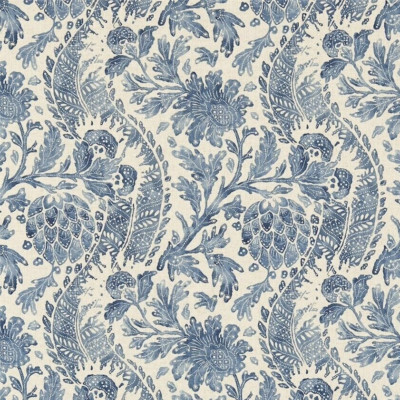 ZOFFANY VORHANGSTOFF DESIGN Cochin 2,8 METER BLAU LEINENMISCHUNG