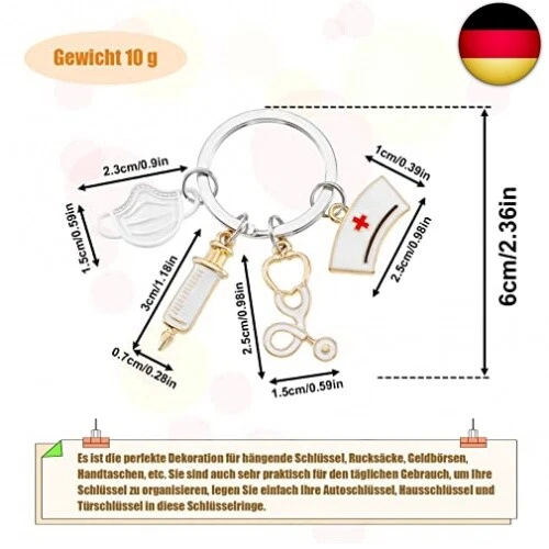 Dacitiery Schlüsselanhänger Krankenschwester Keychain Metall Krankenschwester S - Bild 2 von 7