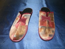 SLIPPERS FINE TEXTILE OPEN SHOES COLOR REDDISH PATTERNED sizes 39-42 New