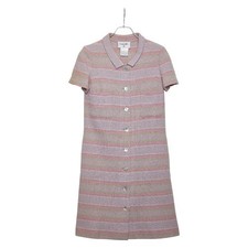 CHANEL Striped short-sleeved dress, size 38 P14945V08265 Women 【Used】