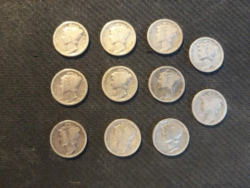 1916 -1919  Mercury Dimes Lot ( 11 ) Good Condition ( 4 S's ) ( 3 D's )