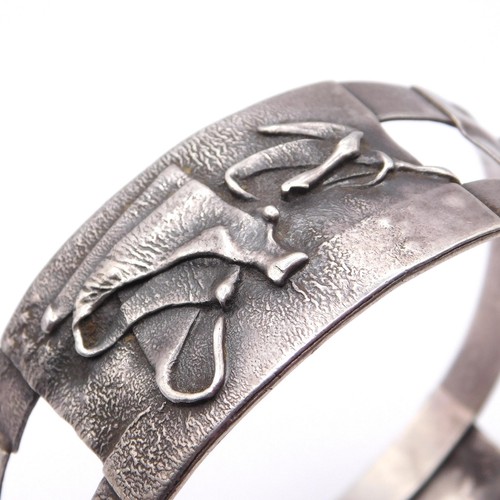 SIGNED BRUTALIST 835 SILVER MORPHED SHEETS CUFF BRACELET - Picture 10 of 16