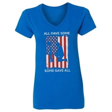 Memorial Day Tribute - Red Poppy Flower Design Ladies' V-Neck Tshirt