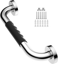 Shower Grab Bar 12 Inch, Stainless Steel Bathroom Grab Bar W/Anti-Slip Silicone