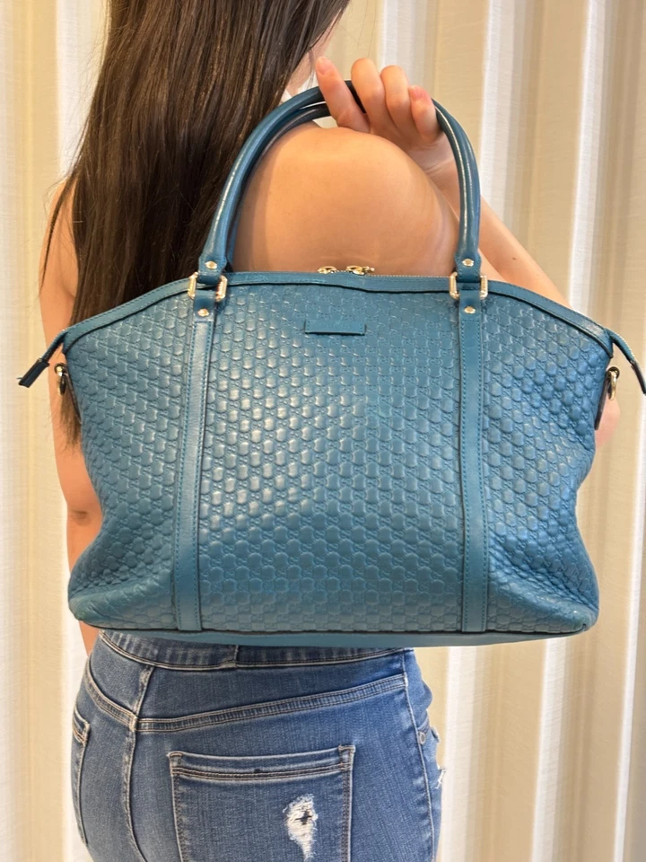 GUCCI Mujer Microguccissima Bolso 2 Vías Cuero Bandolera de Hombro Hecho en Italia Foto 3 de 4