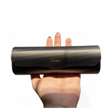 Authentic Cartier Metallic Gunmetal Eyewear Case - Ref 22608E - Made in Italy