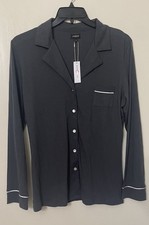 NWT Cosabella Sz M Super Soft Peruvian Cotton Knit Navy Pajama Top Long Sleeve