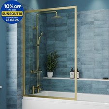 Avox Square Framed Bath Shower Screen 800mm - Brushed Brass 6mm