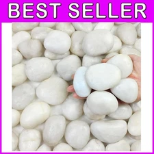 20 lbs Natural White Landscaping Rocks - Smooth Decorative Stones for Gardens