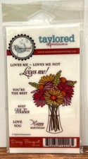 Rare HTF Taylored Expressions Daisy Bouquet Rubber Stamp Set