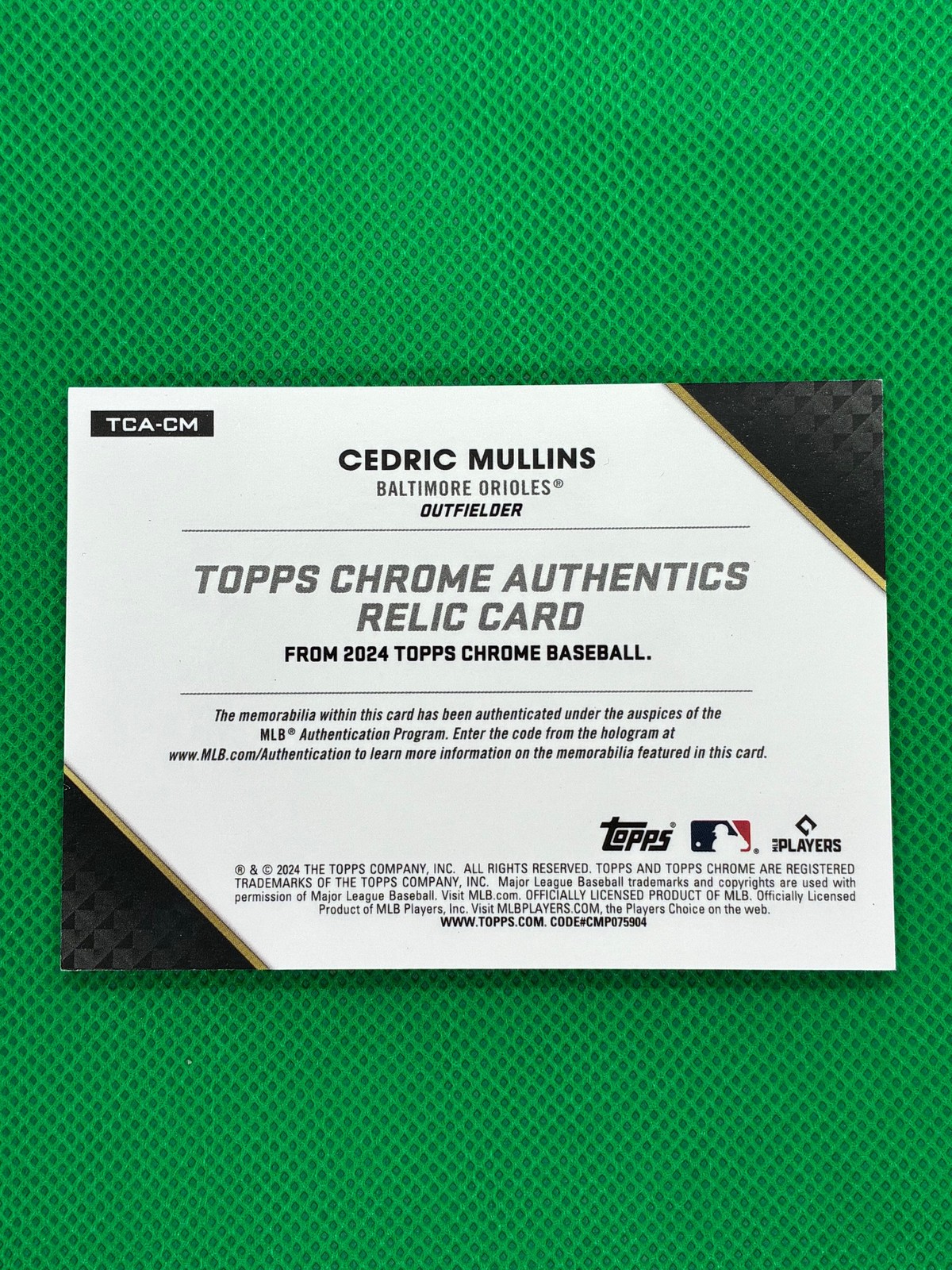 2024 Topps Chrome SUPERFRACTOR Cedric Mullins Patch Auto 1/1 #TCA-CM view 2