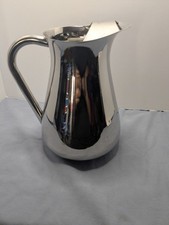 2 Qt Stainless Steel Libbey Water Pitcher Juice Tea Service Shiny Metal 10" Tall