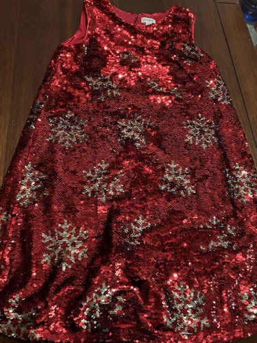 Cat And Jack Girls Fancy Sequin Christmas Dress Size 10/12 - Picture 3 of 4