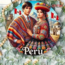 2D Flat, 1pc 7.87x7.87 Inch Aluminum Wall Art - Peruvian & Mexican Cultural Fusi