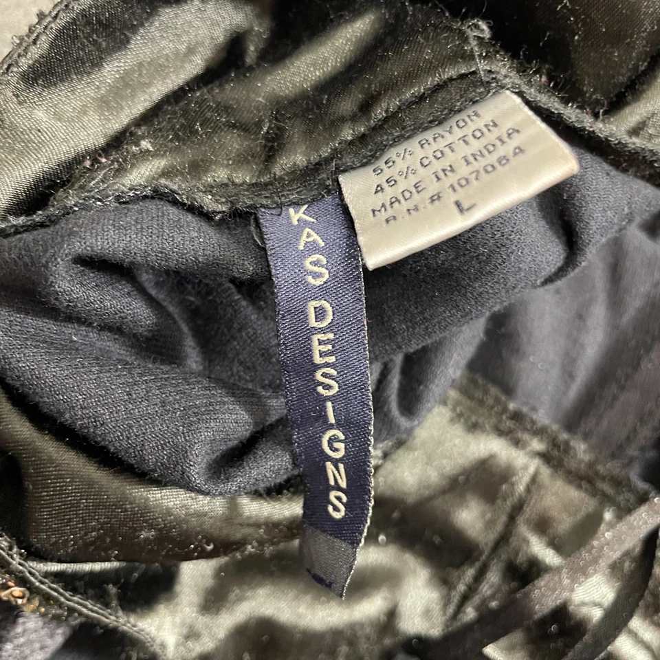 Falda boho Kas Designs grande negra de terciopelo y pana con cuentas (cuentas sueltas) Foto 3 de 4