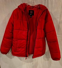 Swiss Tech Kids Puffer Jacket Youth XL 14-16 Red Hooded Winter Coat