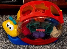 Toddler Toy Fisher Price Bee-Bop Building Singing Sort Snail Pail With 10 Blocks