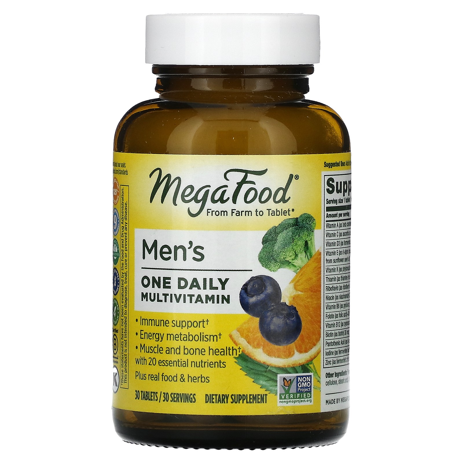 MegaFood Men s One Daily 30 таблеток без молочных продуктов, без глютена, без железа