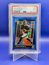 2021 Donruss Optic - Rated Rookie Justin Fields #204 Blue Hyper Prizm PSA 9 MINT
