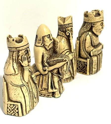Vtg Isle Of Lewis Chessmen Chess Replacement King Queen Bishop Knight 4.5 Inch - Picture 9 of 13
