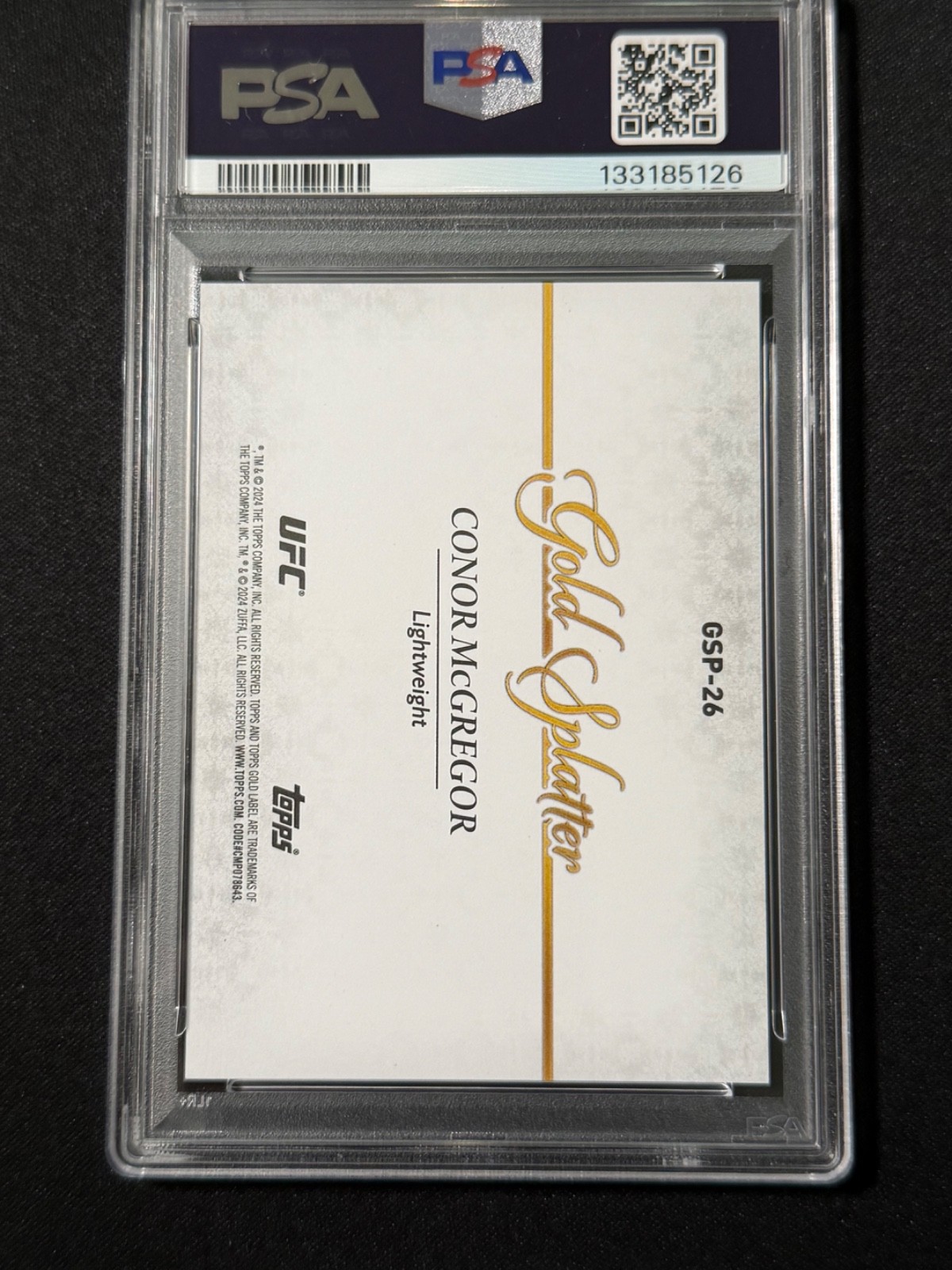 2024 TOPPS GOLD LABEL UFC #GSP-26 CONOR MCGREGOR GOLD SPLATTER PSA 10 view 5