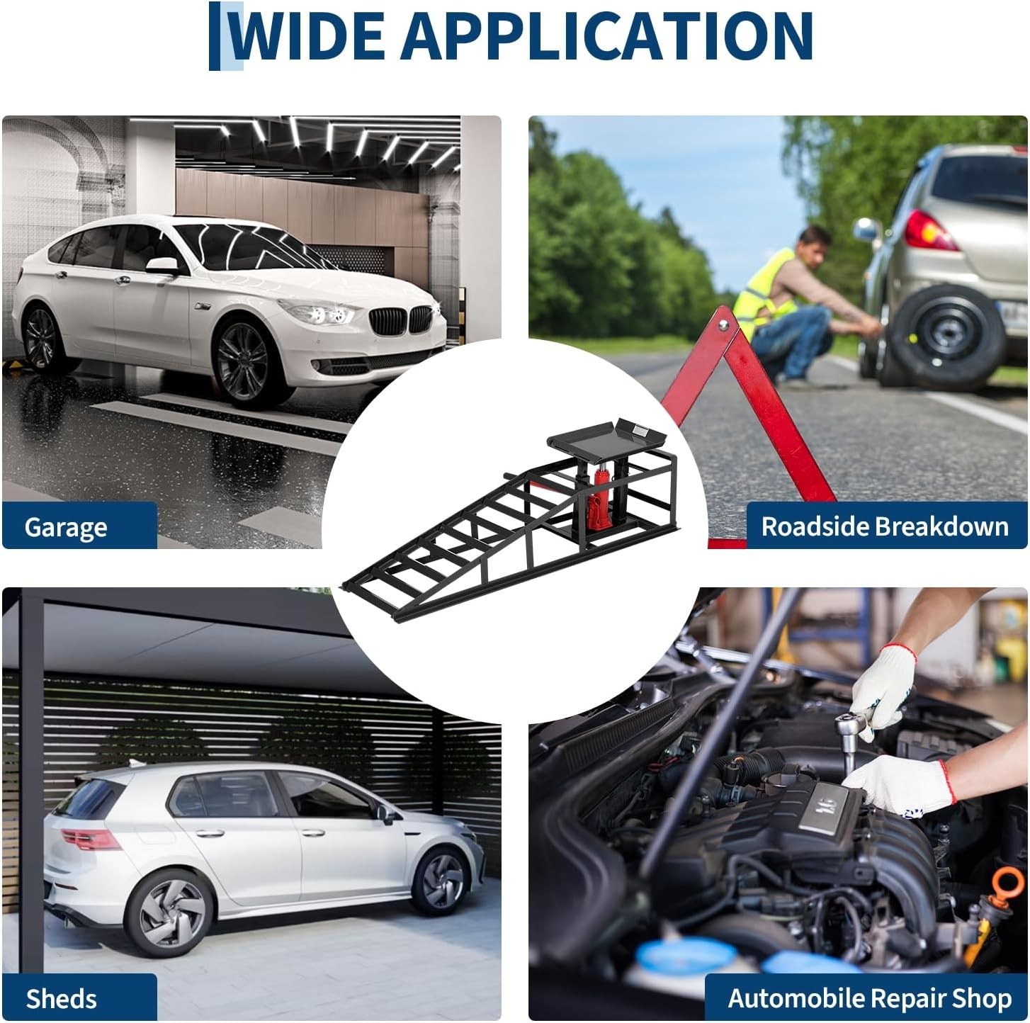 Heavy Duty Hydraulic Car Ramps 5 Ton, Low-Profile Lift for Cars & Trucks , Black