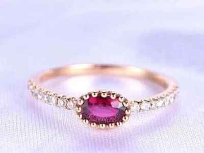 2.23 Ct Oval Cut Pink Sapphire Diamond Engagement Ring 14K solid Yellow gold