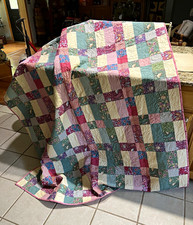 Multicolor Patchwork Quilt Floral Theme Quilted Queen 72 x 82