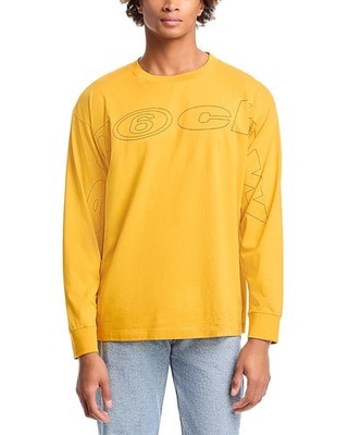 MM6 Maison Margiela Graphic Tee Men's M Yellow Crewneck Long Sleeve Pullover