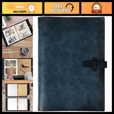 Genuine Leather Photo Album 4x6 for 200 Photos, Writing Space 30 Papers - Blue