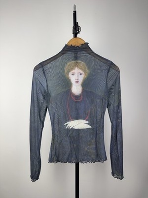  Sexy Darkness Avant Garde Tattoo Punk Emo Mesh Top Blouse M Sz Opium Queen Y2k