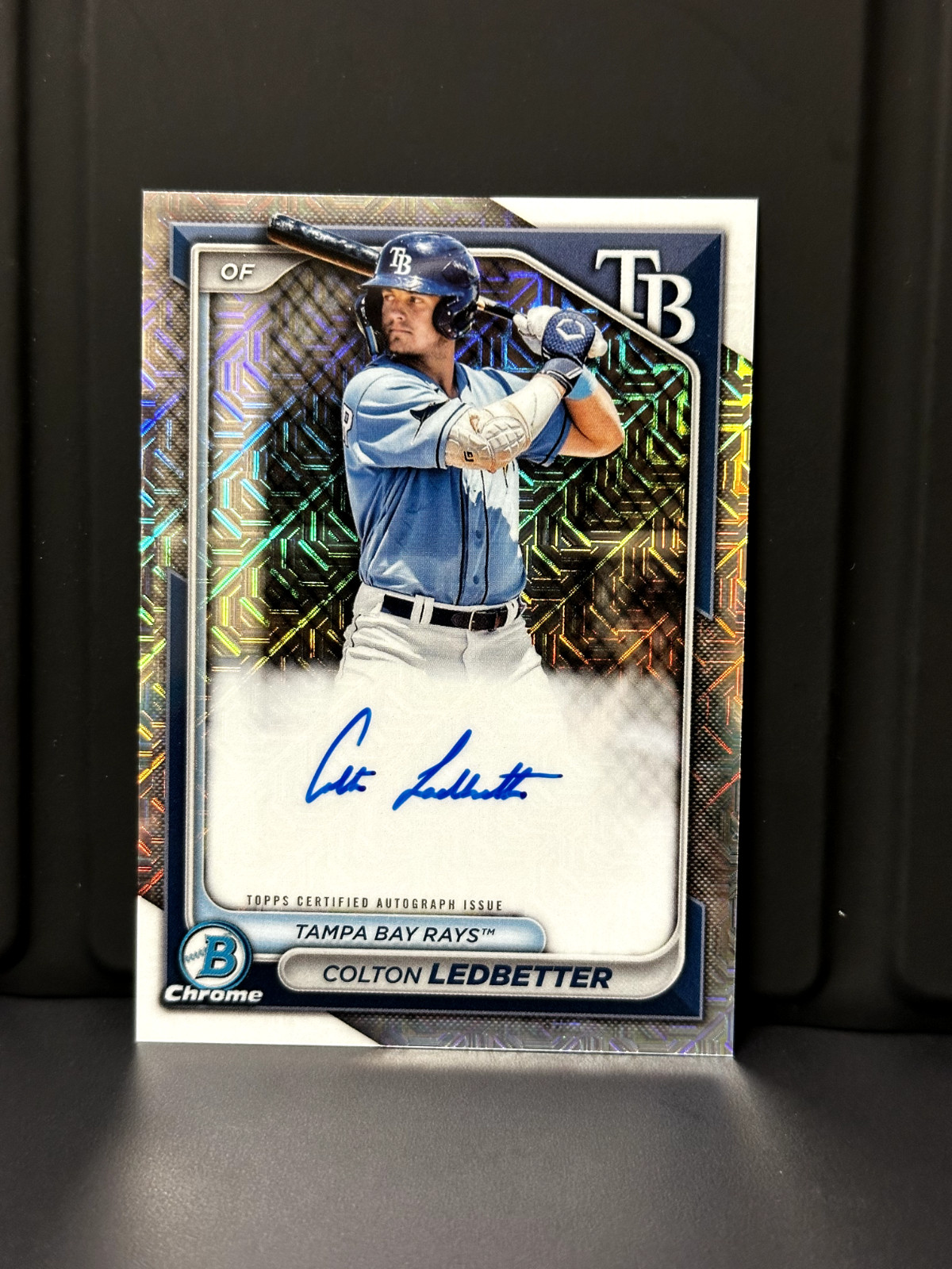 Colton Ledbetter 2024 Bowman Chrome Prospect Mojo Refractor Auto #BMA-CL Rays