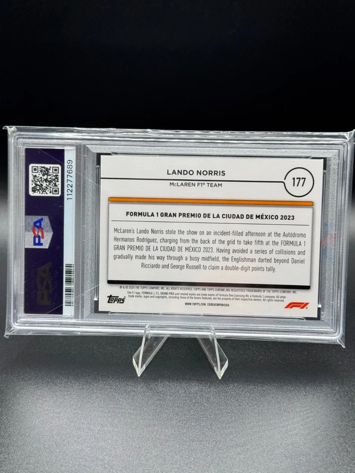 2024 Topps Edición Cromo Zafiro Fórmula 1 Lando Norris #177 Oro 10/50 PSA 9 Foto 2 de 2