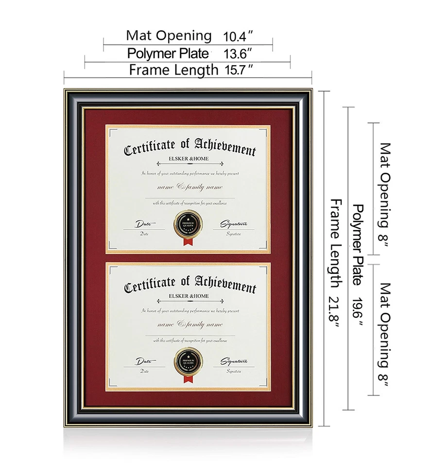 Double Diploma Frame Wood-Made for Certificates&Document for Two 8.5x11 Inch ... - Image 4 of 4