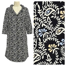 J McLaughlin Dress Womens Medium Black Floral Paisley 3/4 Sleeve Stretch Knit
