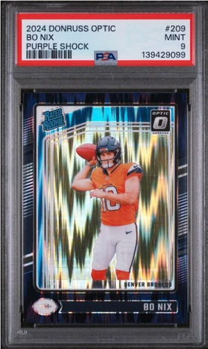 2024 PANINI DONRUSS OPTIC PURPLE SHOCK #209 BO NIX ROOKIE RC PSA 9
