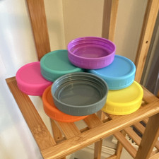 Round Plastic Storage Container Lids Set of 8 Multicolor Twist Off 3in