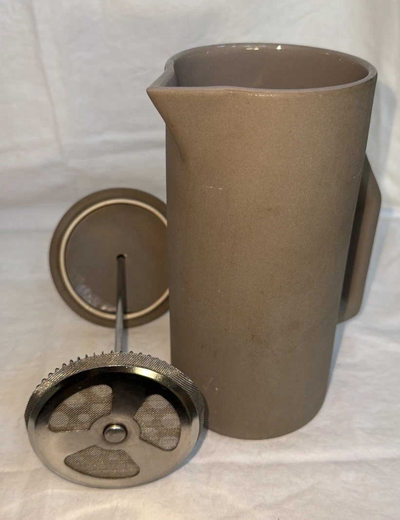 YIELD Ceramic French Pressfrom Anthropologie Coffee Pot Grey 7.5”
