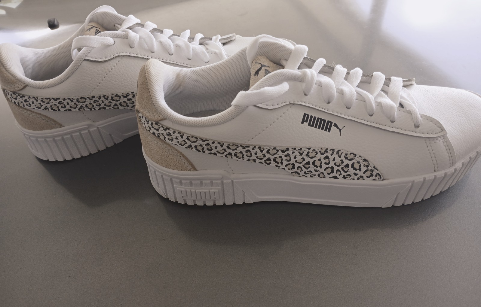 PUMA women's White Beige Black Animal Print Breathable Lace 