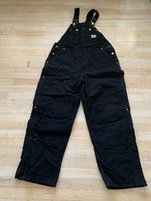 Carhartt Bib Overalls Mens Black Duck Canvas Quilt Lined Double Knee 42x30