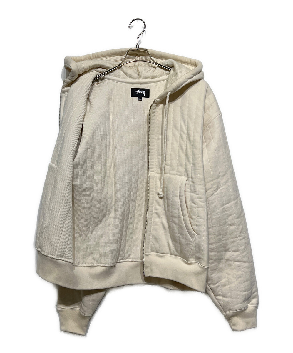 stussy VERTICAL QUILTED ZIP HOODIE Size: L Ivory Men 118526 stussy VERTICAL QUILTED ZIP HOODIE Size: L Ivory Men 118526